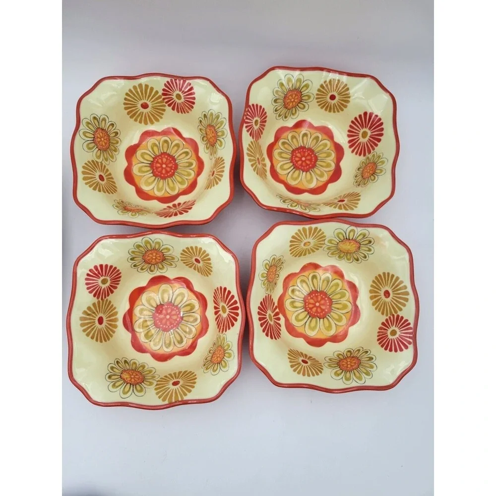 Cynthia Coulter‎ Melamine Dinnerware Set 11pc Orange Yellow Plates Bowls Outdoor